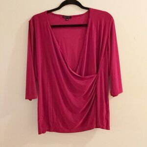 ENCORE BLOUSE. NEW. RED . DRAPED FRONT. SIZE 3X